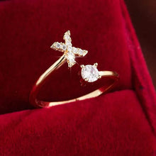 Load image into Gallery viewer, Adjustable Copper Initial Ring with Four-Claw Round Zirconia
