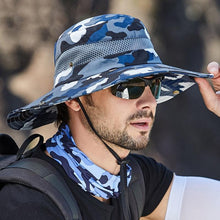 Load image into Gallery viewer, Adjustable Men's Hat Bucket Hat Summer Breathable Fashion Outdoor Fishing Wide Brim Hat Sun Protection Cap Male Traveling Sun Hats Fishing Hat Adjustable Mountaineering Hat 58-60cm
