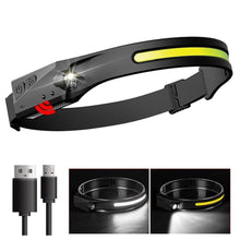 Load image into Gallery viewer, Adjustable Rechargeable LED Induction USB Headlamp  Lightweight Head Lamp Head Torch 5 Lighting Modes Flashlight   For Camping Hiking Running Outdoor Adults Kids
