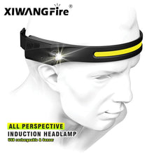 Load image into Gallery viewer, Adjustable Rechargeable LED Induction USB Headlamp  Lightweight Head Lamp Head Torch 5 Lighting Modes Flashlight   For Camping Hiking Running Outdoor Adults Kids
