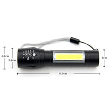 Load image into Gallery viewer, Adjustable Rechargeable LED USB Portable Focus Light Zoomable LED Tactical Flashlight High Lumens Zoomable Waterproof Flashlight Mini Torch For Camping Hiking
