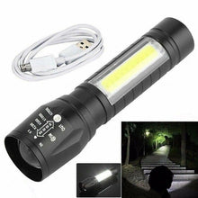 Load image into Gallery viewer, Adjustable Rechargeable LED USB Portable Focus Light Zoomable LED Tactical Flashlight High Lumens Zoomable Waterproof Flashlight Mini Torch For Camping Hiking
