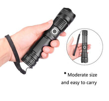 Load image into Gallery viewer, Adjustable Rechargeable Powerful Zoomable LED USB Flashlights High Lumens Powerful Tactical  Waterproof Super Bright  Flashlights Best For Camping Outdoor Hiking Running Riding
