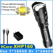Load image into Gallery viewer, Adjustable Rechargeable Tactical Flashlight USB LED  Super Bright Zoomable IPX65 Waterproof Portable Torchlight Flash Lamp USB Charging For Hiking Camping Running Fishing

