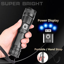 Load image into Gallery viewer, Adjustable Rechargeable Tactical Flashlight USB LED  Super Bright Zoomable IPX65 Waterproof Portable Torchlight Flash Lamp USB Charging For Hiking Camping Running Fishing
