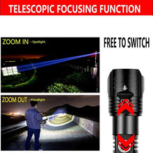 Load image into Gallery viewer, Adjustable Rechargeable Tactical Flashlight USB LED  Super Bright Zoomable IPX65 Waterproof Portable Torchlight Flash Lamp USB Charging For Hiking Camping Running Fishing
