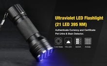将图片加载到图库查看器，Adjustable Rechargeable UV Flashlight Black Light 21LED 12LED Handheld Portable Torch Light Ultraviolet Flashlight Detector Flashlight Torch For Bed Bug Dog Urine Pet Stains Matching With Pet Odor Eliminator
