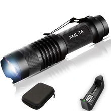 Load image into Gallery viewer, Adjustable Rechargeable Water Resistant Super Bright Mini Handheld Flashlights LED Zoomable Flashlight For Camping Fishing  Bicycle Light Kids Indoor Outdoor Hiking
