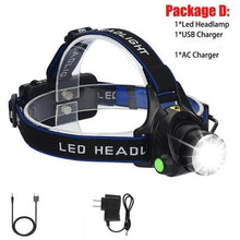 将图片加载到图库查看器，Adjustable Rechargeable Waterproof Brightest Zoomable LED Lightweight Hands Free Headlamp High Power For Adult Hunting Camping Running Hiking Riding Fishing Rechargeable T6 Chip Headlight
