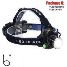 将图片加载到图库查看器，Adjustable Rechargeable Waterproof Brightest Zoomable LED Lightweight Hands Free Headlamp High Power For Adult Hunting Camping Running Hiking Riding Fishing Rechargeable T6 Chip Headlight
