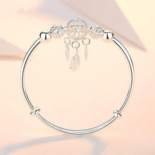 将图片加载到图库查看器，Adjustable Sterling Silver Dreamcatcher Feather Round Bead Charm Bracelet Bangle Adjustable Polished Hollow Out Bracelet For Women Girl Teen Mother Friend Friendship Cute Luxury Jewelry Birthday Gift
