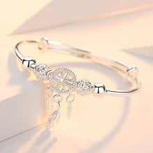 将图片加载到图库查看器，Adjustable Sterling Silver Dreamcatcher Feather Round Bead Charm Bracelet Bangle Adjustable Polished Hollow Out Bracelet For Women Girl Teen Mother Friend Friendship Cute Luxury Jewelry Birthday Gift
