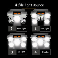 Load image into Gallery viewer, Adjustable USB Rechargeable Torch Lamp Built-in Battery 5 Led Strong Headlight Waterproof  Rechargeable Super Bright Head-Mounted Flashlight For Outdoor Night Camping
