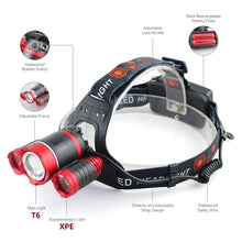 Load image into Gallery viewer, Adjustable Zoomable Headlamp Ultra Bright Rechargeable LED Bright High Lumen Head Lights Head Lamp Waterproof Flashlight For Outdoor Cmaping Fishing Hiking Biking Fishing Headlamp  Running Headlamp
