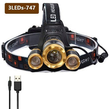 Load image into Gallery viewer, Adjustable Zoomable Headlamp Ultra Bright Rechargeable LED Bright High Lumen Head Lights Head Lamp Waterproof Flashlight For Outdoor Cmaping Fishing Hiking Biking Fishing Headlamp  Running Headlamp
