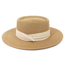 将图片加载到图库查看器，Adult Summer Straw Hat Fashion Casual Beach Fedora Hat Wide Brim Straw Hat Luxury Fedora Summer Packable Sun Hat Lightweight Women Beach Sun Hat Breathable Sun Hats For Women 56-58cm
