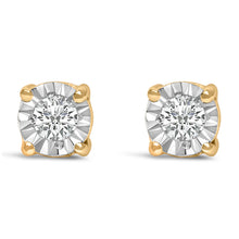 Load image into Gallery viewer, .925 Sterling Silver 1/10 Cttw Round Brilliant-Cut Lab Grown Diamond Miracle-Set Stud Earrings (F-G Color, VS1-VS2 Clarity)

