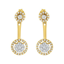 Load image into Gallery viewer, 14K Yellow Gold Plated .925 Sterling Silver 5/8 Cttw Diamond Removable Stud and Dangle Earrings (I-J Color, I2-I3)
