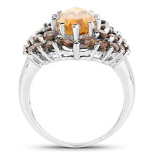 Load image into Gallery viewer, 6.20 Carat Genuine Citrine &amp; Smoky Quartz .925 Sterling Silver Ring
