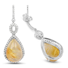 Load image into Gallery viewer, 10.04 Carat Genuine Golden Rutile And White Topaz .925 Sterling Silver Earrings
