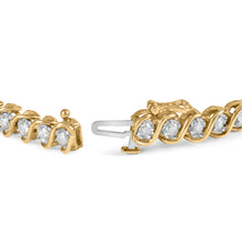 Load image into Gallery viewer, 10K Yellow Gold 3 cttw Round-Cut Diamond Spiral Link 7.50" Bracelet (I-J Color, I1-I2 Clarity)
