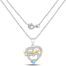 将图片加载到图库查看器，0.44 Carat Genuine Swiss Blue Topaz and White Topaz .925 Sterling Silver Pendant
