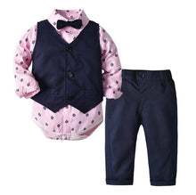 Load image into Gallery viewer, Luxury Modern Outfit Autumn Fashion Baby Boys Gentleman Bow Tie Rompers Pants Suit Baby Set For Celebrations
