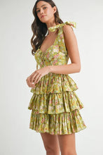 将图片加载到图库查看器，Floral Print Shoulder Tie Layered Mini Dress For Women – Fresh Floral Design, Fluttering Adjustable Shoulder Tie, Layered Mini Dress, Trendy Summer Outfit
