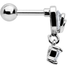 Load image into Gallery viewer, 1/4 Clear CZ Gem Triple Heart Dangle Cartilage Tragus Earring
