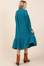 Load image into Gallery viewer, New Mineral Wash Cotton Gauze Ruffle Midi Shirt Dress For Women – Trendy, Chic, Casual &amp; Feminine Design For Any Occasion
