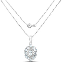 将图片加载到图库查看器，1.89 Carat Genuine Aquamarine and White Topaz .925 Sterling Silver Pendant
