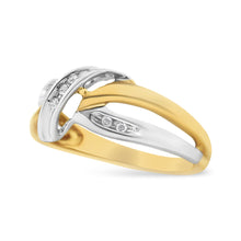 Load image into Gallery viewer, 10K Yellow and White Gold 1/20 Cttw Round-Cut Diamond Bypass Ring (I2 Color, I-J Clarity)
