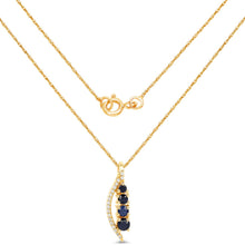将图片加载到图库查看器，0.40 Carat Genuine Blue Sapphire and White Diamond 14K Yellow Gold Pendant

