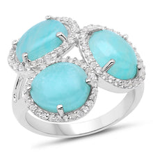 将图片加载到图库查看器，5.30 Carat Genuine Amazonite And White Topaz .925 Sterling Silver Ring
