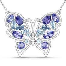 Load image into Gallery viewer, 3.60 Carat Genuine Tanzanite and Swiss Blue Topaz .925 Sterling Silver Necklace
