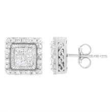 Load image into Gallery viewer, 10K White Gold 1/2 cttw Invisible Set Princess-Cut Diamond Square Stud Earring (I-J Color, I1-I2 Clarity)
