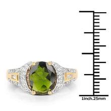 Load image into Gallery viewer, 18K Yellow Gold Plated 2.79 Carat Genuine Chrome Diopside &amp; White Topaz .925 Sterling Silver Ring
