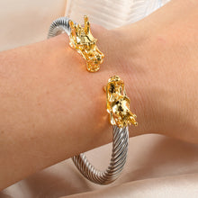 Load image into Gallery viewer, Double Dragon Copper Bracelet – Rock &amp; Hip-Hop Style, Unisex
