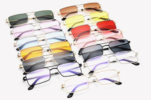 Load image into Gallery viewer, Luxury Famous Retro Modern Square Unisex Men and  Women‘s Sunglasses  With Alloy Metal Small Frame With Clear Double Bridge Men's Sunglasses
