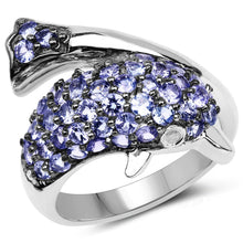 Load image into Gallery viewer, 1.45 Carat Genuine Tanzanite and White Diamond .925 Sterling Silver Ring
