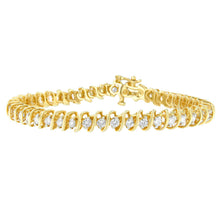 将图片加载到图库查看器，14K Yellow Gold Round Cut Diamond Spiral Link Bracelet (3.00 cttw, H-I Color, SI2-I1 Clarity)
