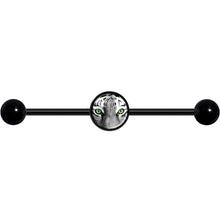 将图片加载到图库查看器，14G Black White Tiger Eyes Black Industrial Barbell 37mm
