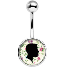 将图片加载到图库查看器，Man Floral Silhouette Belly Ring
