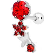 Load image into Gallery viewer, Red Gem Cascade Right Cartilage Earring
