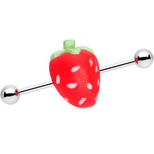 Load image into Gallery viewer, 14G Handcrafted Scrumptious Strawberry Industrial Barbell 32mm
