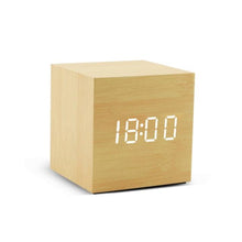将图片加载到图库查看器，Alarm Clock LED Wooden Watch Digital Alarm Clock with Wooden Electronic LED Time Display 3 Alarm Settings Humidity &amp; Temperature Detect Wood Made Electric Clocks Table Voice Control Digital Wood USB/AAA Powered Electronic Desktop Clocks
