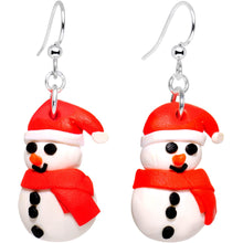 Load image into Gallery viewer, Silver Plated Bundled Up Christmas Snowman Fishhook Earrings
