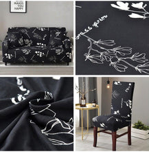 Load image into Gallery viewer, All black flower printed Chair Cover Washable Removable big elastic seat Covers Slipcovers Stretch for banquet hotel arm wedding
