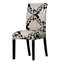 Load image into Gallery viewer, All black flower printed Chair Cover Washable Removable big elastic seat Covers Slipcovers Stretch for banquet hotel arm wedding
