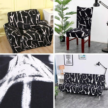 Load image into Gallery viewer, All black flower printed Chair Cover Washable Removable big elastic seat Covers Slipcovers Stretch for banquet hotel arm wedding

